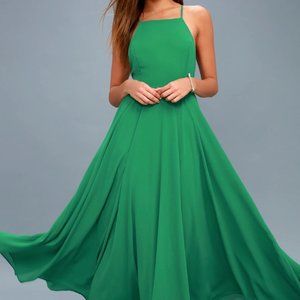 NWT Lulu's Mythical Kind of Love Green Maxi Dress XL/ arrived with minor damage